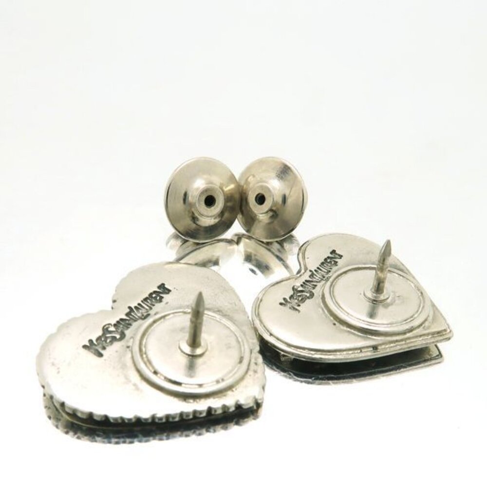 Yves Saint Laurent Pin Brooch 2 Pieces Tuck Pin Steampunk Heart Face Silver - Picture 5 of 9